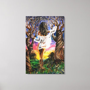 Natuur Vrouw Aquarel Kunst Canvas Print