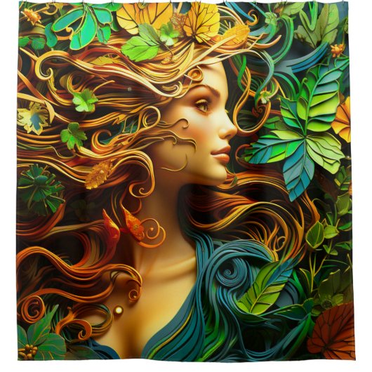 Natuur vrouw kunst douchegordijn (Voorkant)