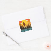 Natuur vrouwen wandelen zonsondergang vierkante sticker (Envelop)