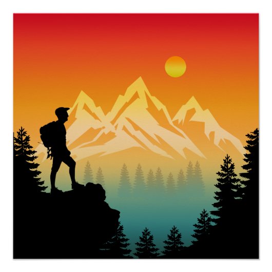 Natuur Wandelen Bergbos landschap Perfect Poster (Voorkant)