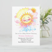 Natuur Warmte en Sunshine Boho Girl Baby shower Kaart (Staand voorkant)