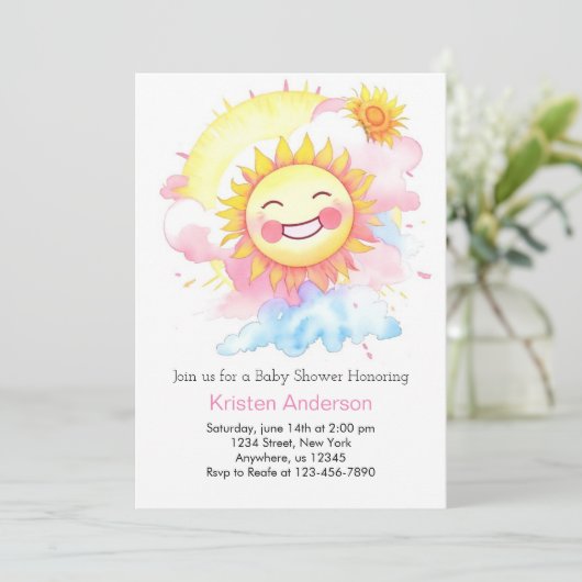 Natuur Warmte en Sunshine Boho Girl Baby shower Kaart (Staand voorkant)