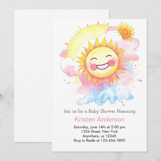 Natuur Warmte en Sunshine Boho Girl Baby shower Kaart (Voorkant / Achterkant)