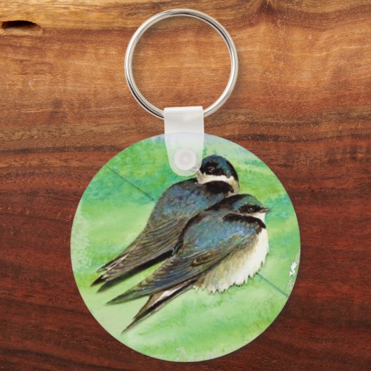 Natuur waterverf Barn Swallow Sleutelhanger (Voorkant)