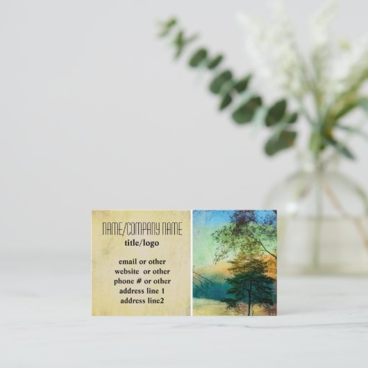 natuur waterverf bomen artistiek gebruik visitekaartje (Staand voorkant)
