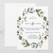 Natuur Waterverf eucalyptus verlaat Lijst bruiloft Kaart (Voorkant / Achterkant)