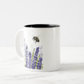 Natuur waterverf lavendel en hommel tweekleurige koffiemok (Voorkant links)