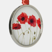 Natuur waterverf papaver  metalen ornament (Rechts)