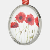 Natuur waterverf papaver  metalen ornament (Links)