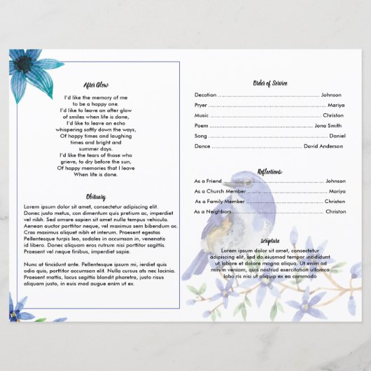 NATUUR waterverf | Sjabloon van het begrafenisprog (Achterkant)