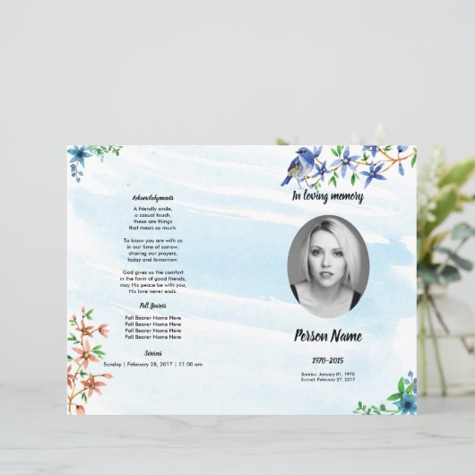 NATUUR waterverf | Sjabloon van het begrafenisprog (Staand voorkant)