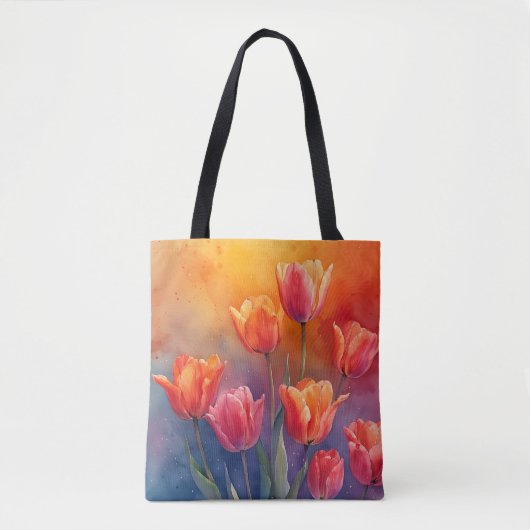 Natuur waterverf tulpen tote bag (Voorkant)