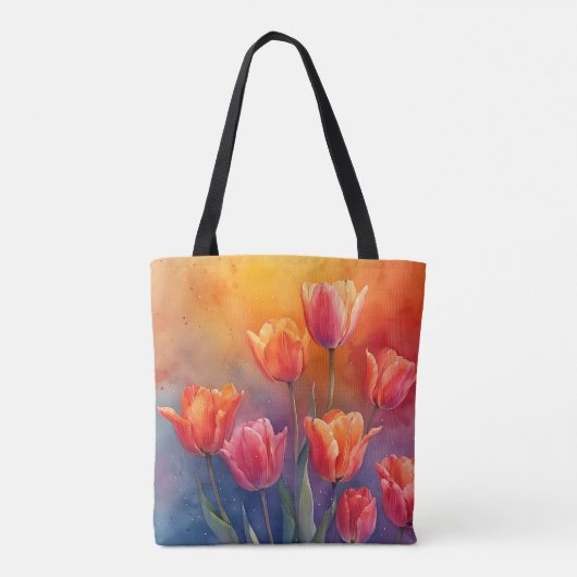 Natuur waterverf tulpen tote bag (Achterkant)
