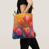 Natuur waterverf tulpen tote bag (Dichtbij)