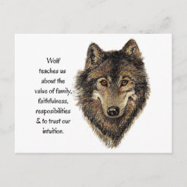 Natuur Waterverf Wolf Totem Animal Guide Briefkaart
