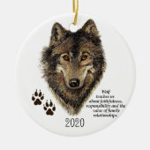 Natuur Waterverf Wolf Totem Animal Guide Keramisch Ornament (Voorkant)