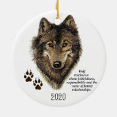 Natuur Waterverf Wolf Totem Animal Guide Keramisch Ornament (Achterkant)
