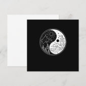 Natuur Waves Mountains Moon Sun Yin Yang Symbol Gi Kaart (Voorkant / Achterkant)