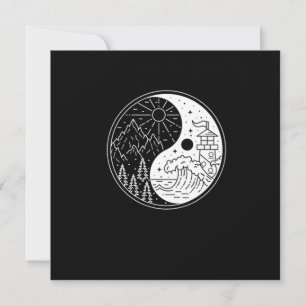Natuur Waves Mountains Moon Sun Yin Yang Symbol Gi Kaart