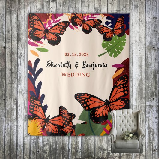 Natuur Wedding Floral Butterflies Foto Wandkleed