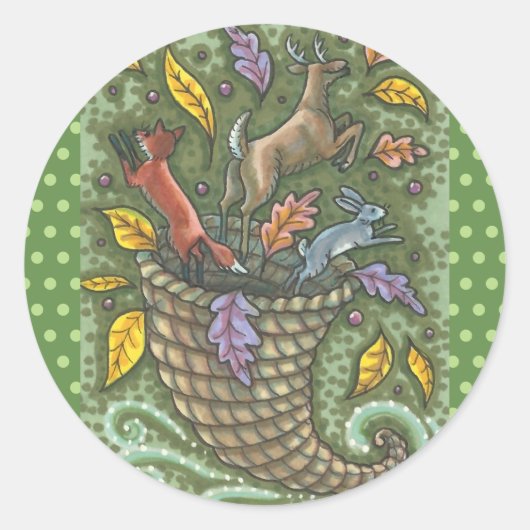 NATUUR WILDLIFE CORNUCOPIA STICKKERS Round Ronde Sticker (Voorkant)