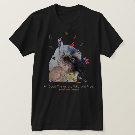 Natuur Wildlife met Thoreau citeert: T-shirt (Design voorkant)
