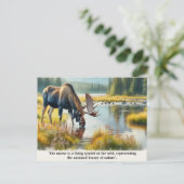 Natuur Wildlife Moose met Quote Briefkaart (Staand voorkant)