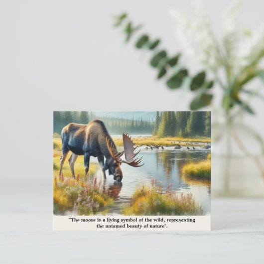 Natuur Wildlife Moose met Quote Briefkaart (Staand voorkant)