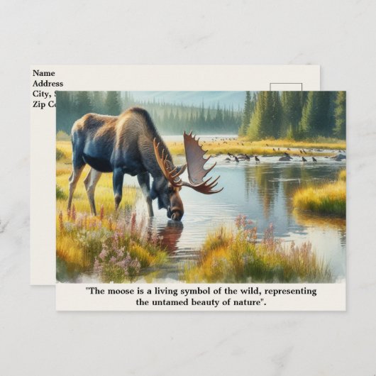 Natuur Wildlife Moose met Quote Briefkaart (Voorkant / Achterkant)