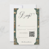  Natuur William Morris Elegant Wedding QR RSVP Kaartje (Voorkant)