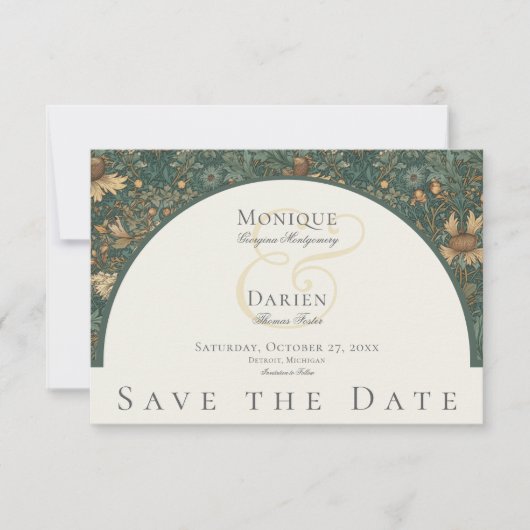Natuur William Morris Elegant Wedding Save The Date (Voorkant)
