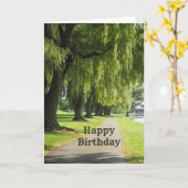 Natuur Willow River Pathway Foto Verjaardag Kaart (Gele Bloem)