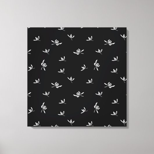  Natuur Wind Black White Floral Canvas Afdruk (Voorkant)