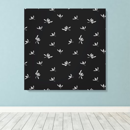  Natuur Wind Black White Floral Canvas Afdruk (Insitu (Houten vloer))