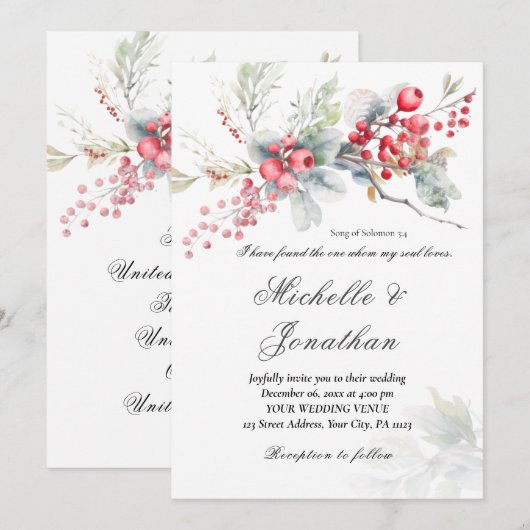 Natuur Winter Kerstmis Bloemen Christelijke bruilo Kaart (Voorkant / Achterkant)