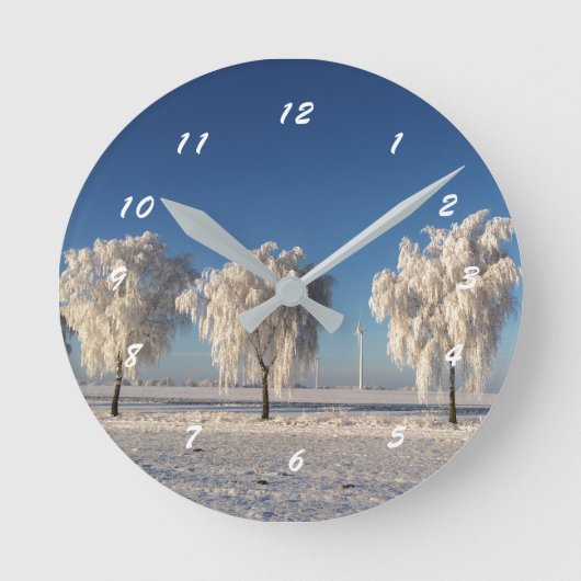 Natuur Winter Sneeuw Bedekte Bomen Ronde Klok (Voorkant)