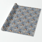 Natuur winterblauwvogel cadeaupapier (Uitgerold)