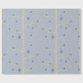 Natuur winterbos, kerstvogels op boom cadeaupapier (Vlak)