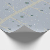 Natuur winterbos, kerstvogels op boom cadeaupapier (Hoek)