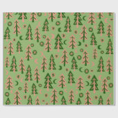 Natuur winterbos Pine Trees Moon Stars Cadeaupapier (Vlak)