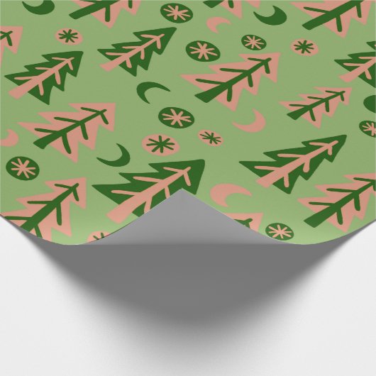 Natuur winterbos Pine Trees Moon Stars Cadeaupapier (Hoek)