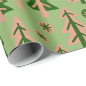 Natuur winterbos Pine Trees Moon Stars Cadeaupapier (Rol Hoek)