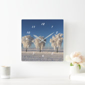 Natuur wintersneeuw bedekte bomen vierkante klok (Huis)