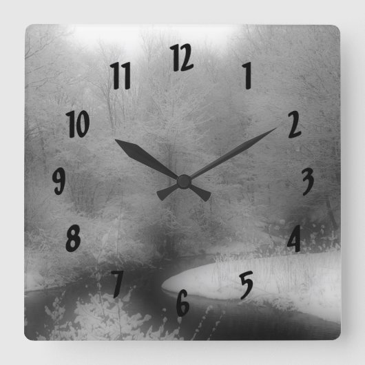 Natuur wintersneeuw en -streep vierkante klok (Voorkant)