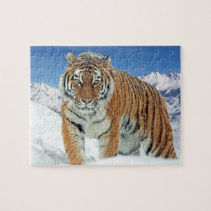 Natuur wintersneeuw in het tijgergebergte legpuzzel