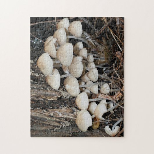 Natuur witte wilde paddenstoel legpuzzel (Verticaal)