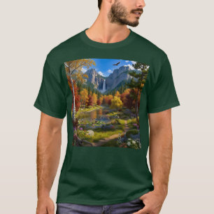 Natuur Woeste Scene Bergen Waterval Rivier T-shirt