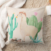 Natuur woestijn LIama Cactus Flowers Kussen (Deken)