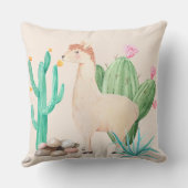 Natuur woestijn LIama Cactus Flowers Kussen (Achterkant)