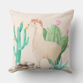 Natuur woestijn LIama Cactus Flowers Kussen (Voorkant)